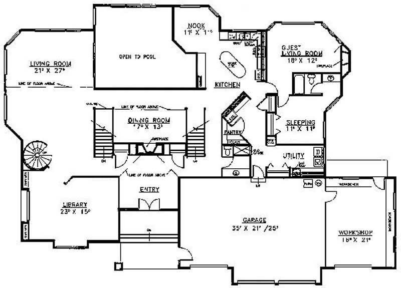 Floor Plan First Story of Luxury Plan #145-1766