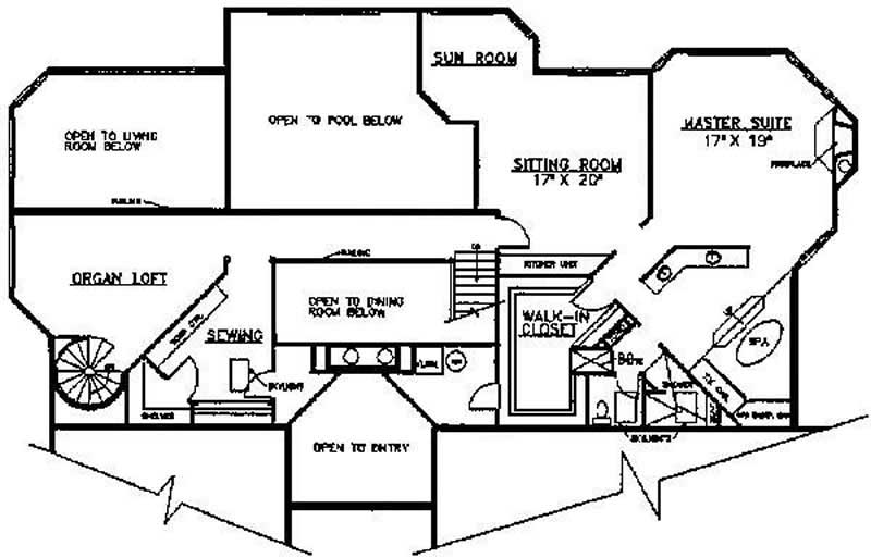 Floor Plan Second Story of Luxury Plan #145-1766
