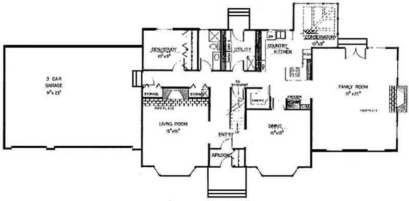 Floor Plan First Story of Traditional Plan #145-1769