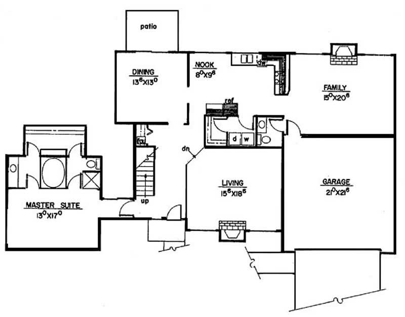 Floor Plan First Story of Traditional Plan #145-1771