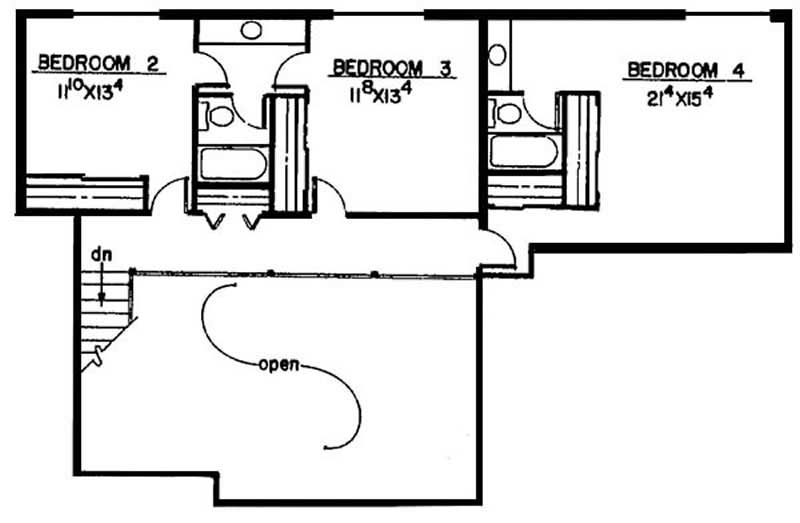 Floor Plan Second Story of Traditional Plan #145-1771