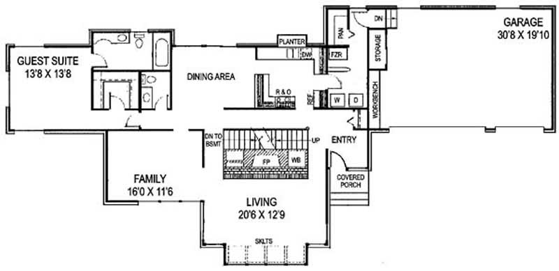 Floor Plan First Story of Contemporary Plan #145-1773