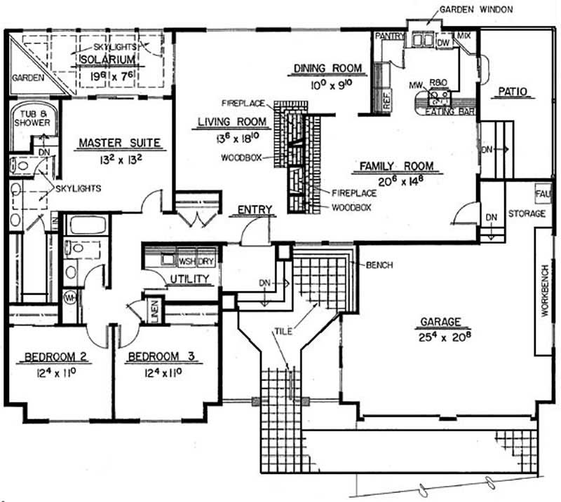 Floor Plan First Story of Ranch Plan #145-1774