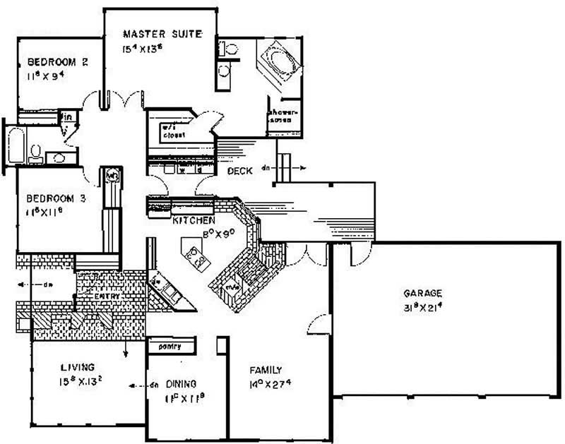 Floor Plan First Story of Contemporary Plan #145-1775