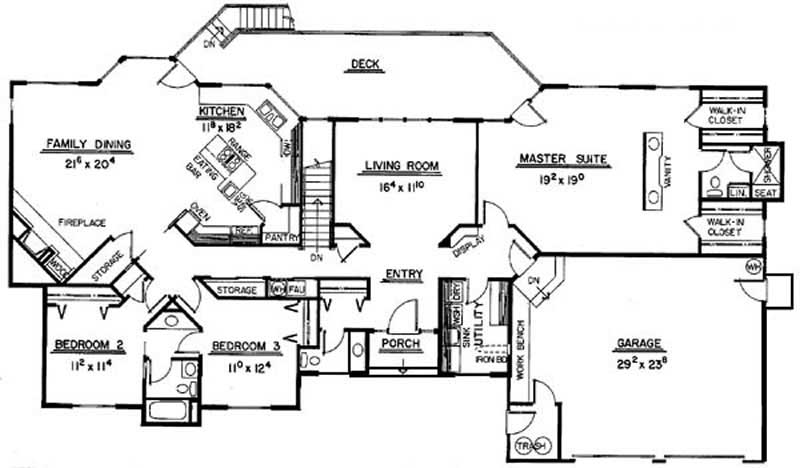 Floor Plan First Story of Contemporary Plan #145-1776