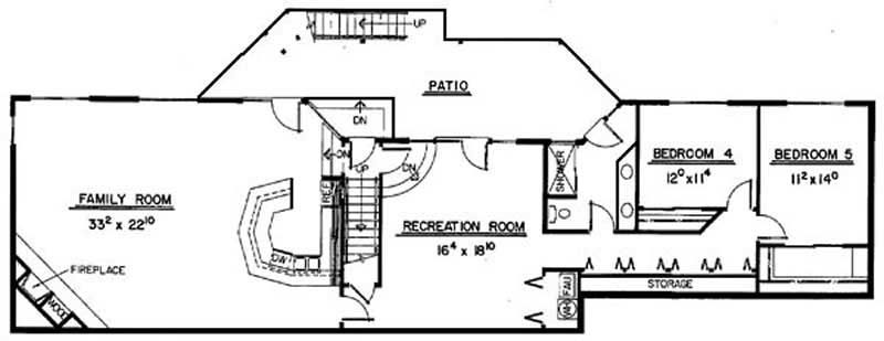 Floor Plan Second Story of Contemporary Plan #145-1776