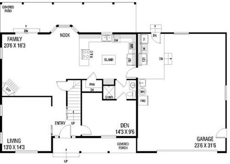 Floor Plan First Story of Contemporary Plan #145-1778