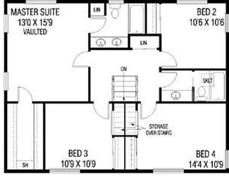 Floor Plan Second Story of Contemporary Plan #145-1778