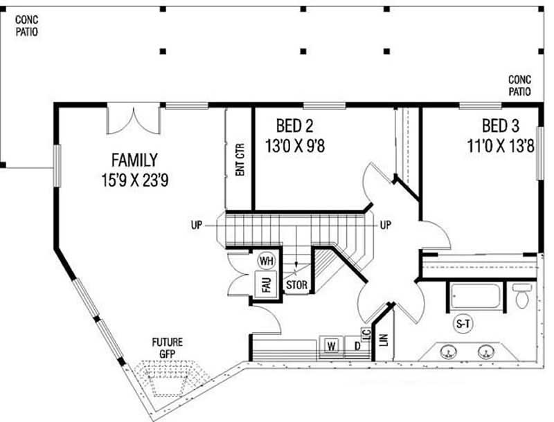 Floor Plan Basement of Country Plan #145-1779