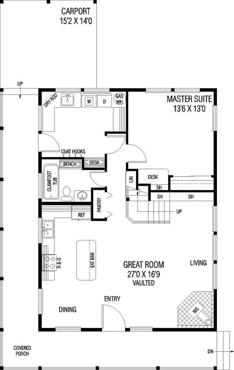 Floor Plan First Story of Farmhouse Plan #145-1782