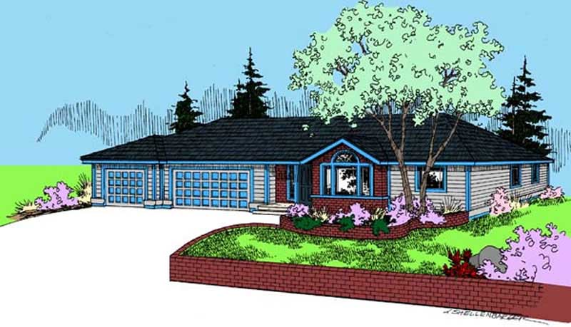 Front view of Contemporary home (ThePlanCollection: House Plan #145-1783)