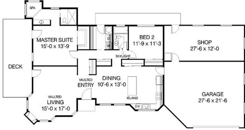 Floor Plan First Story of Small House Plans #145-1787