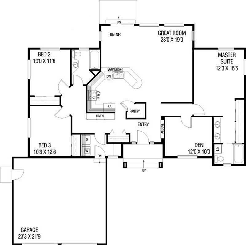 Floor Plan First Story of Country Plan #145-1789