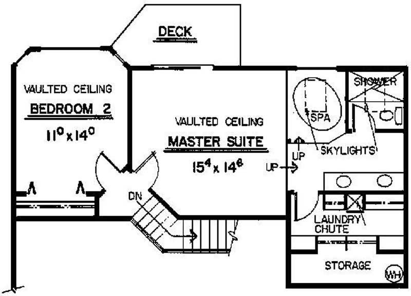 Floor Plan Second Story of Contemporary Plan #145-1792