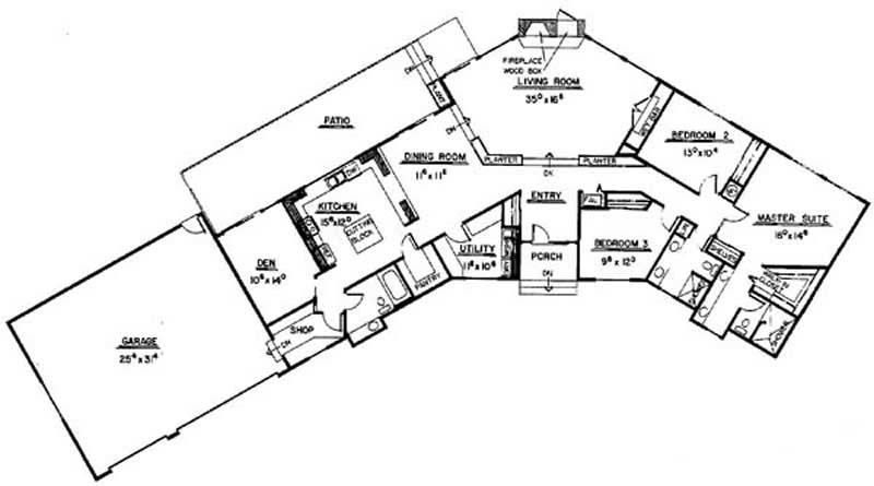 Floor Plan First Story of Contemporary Plan #145-1793