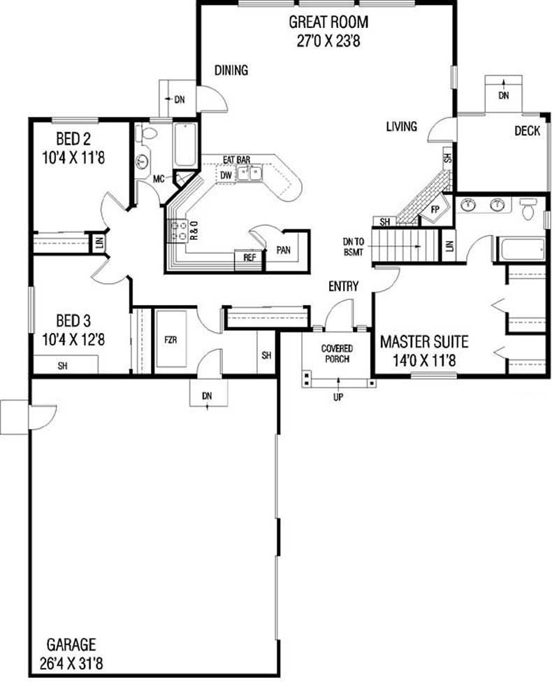 Floor Plan First Story of Country Plan #145-1794