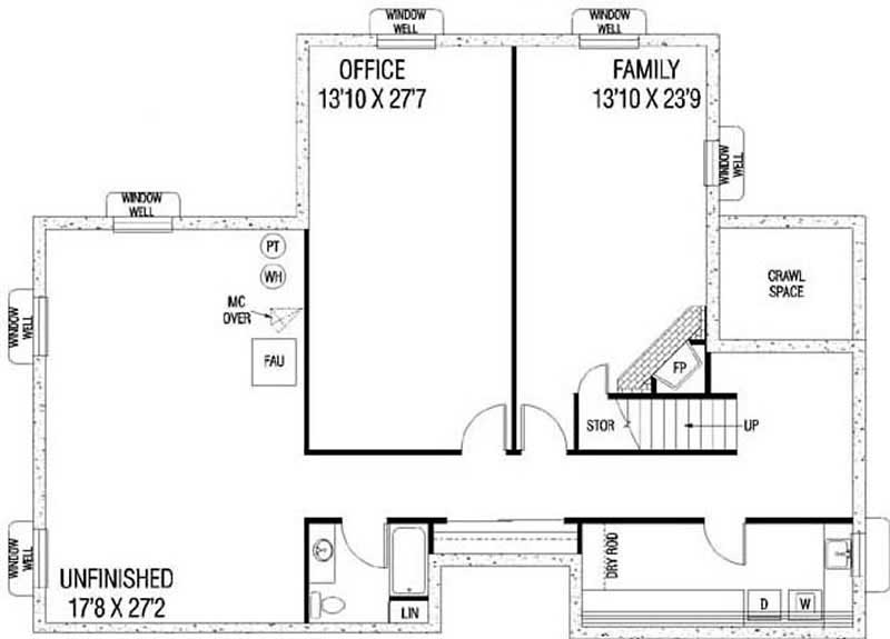 Floor Plan Basement of Country Plan #145-1794