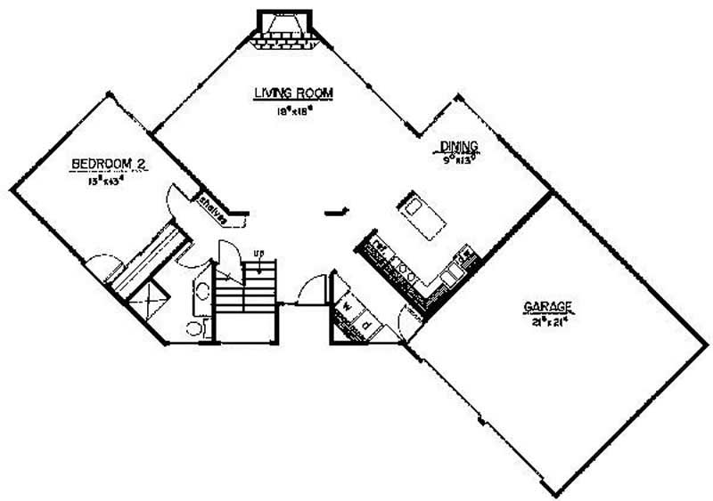 Floor Plan First Story of Contemporary Plan #145-1795