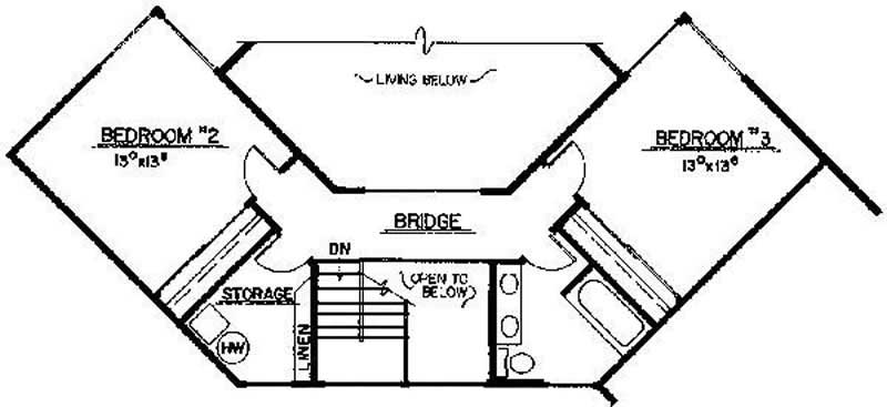 Floor Plan Second Story of Contemporary Plan #145-1795