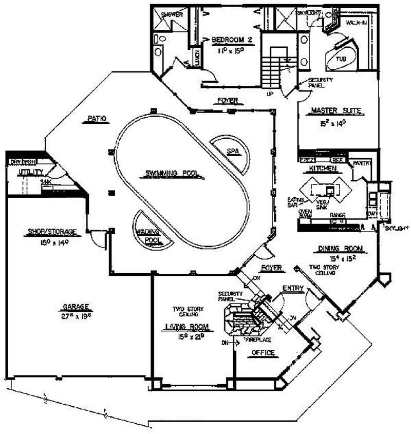 Floor Plan First Story of Mediterranean Plan #145-1796