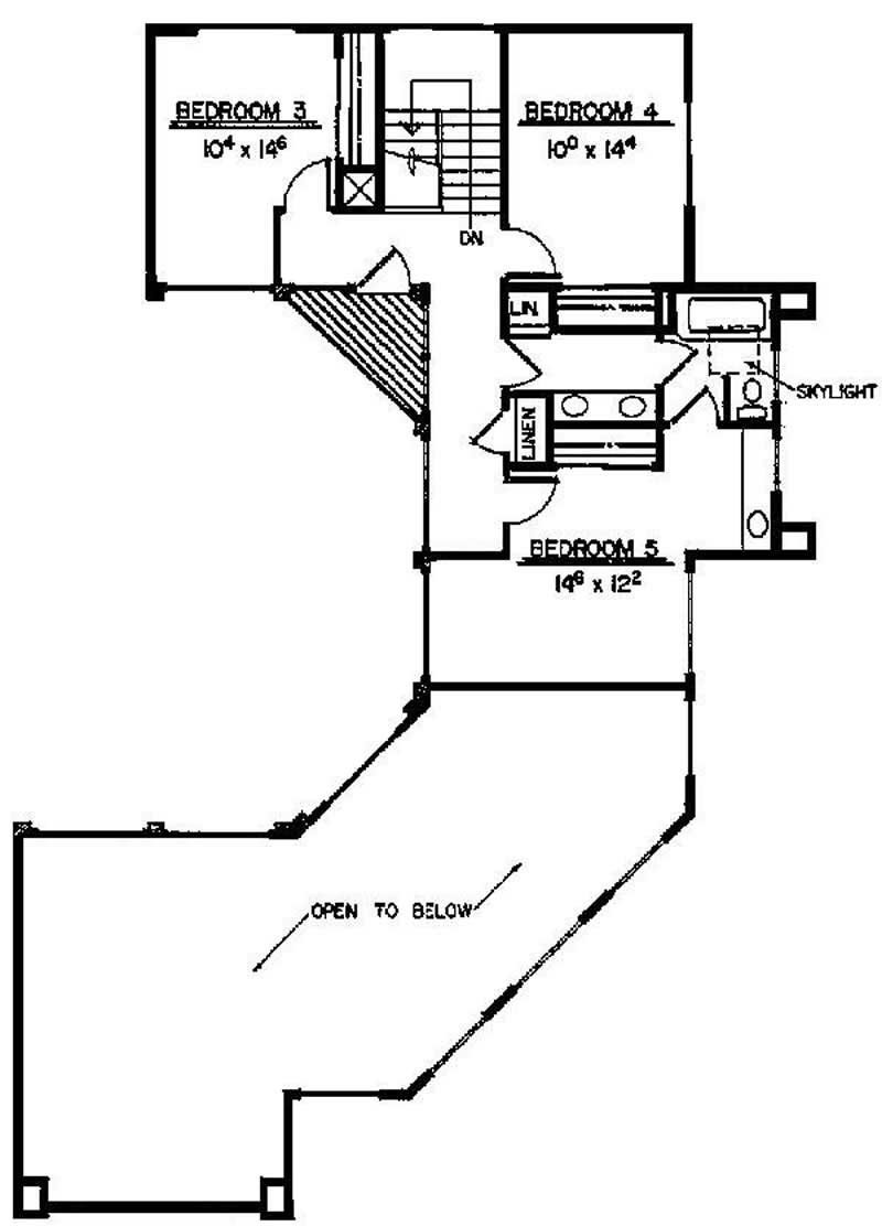 Floor Plan Second Story of Mediterranean Plan #145-1796