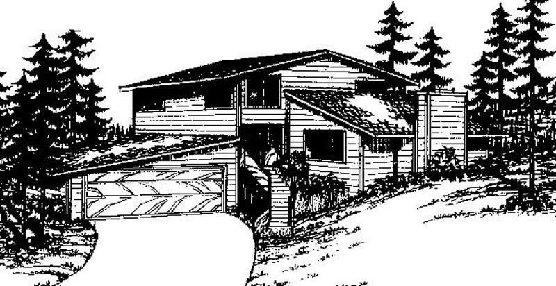 Front view of Contemporary home (ThePlanCollection: House Plan #145-1797)