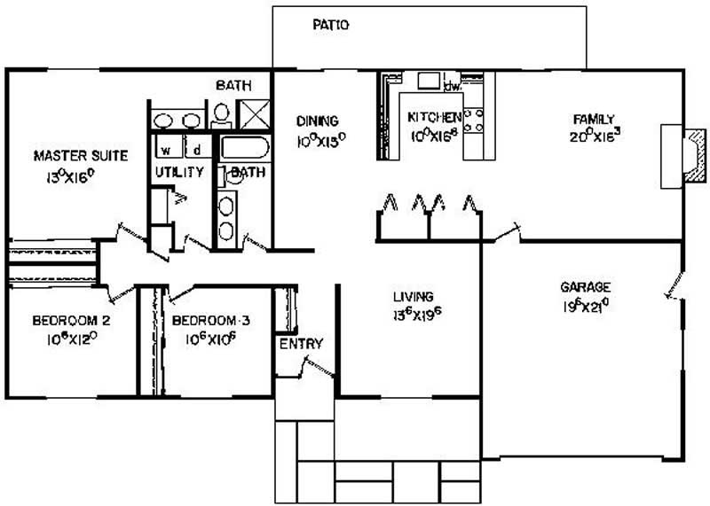 Floor Plan First Story of Small House Plans #145-1799