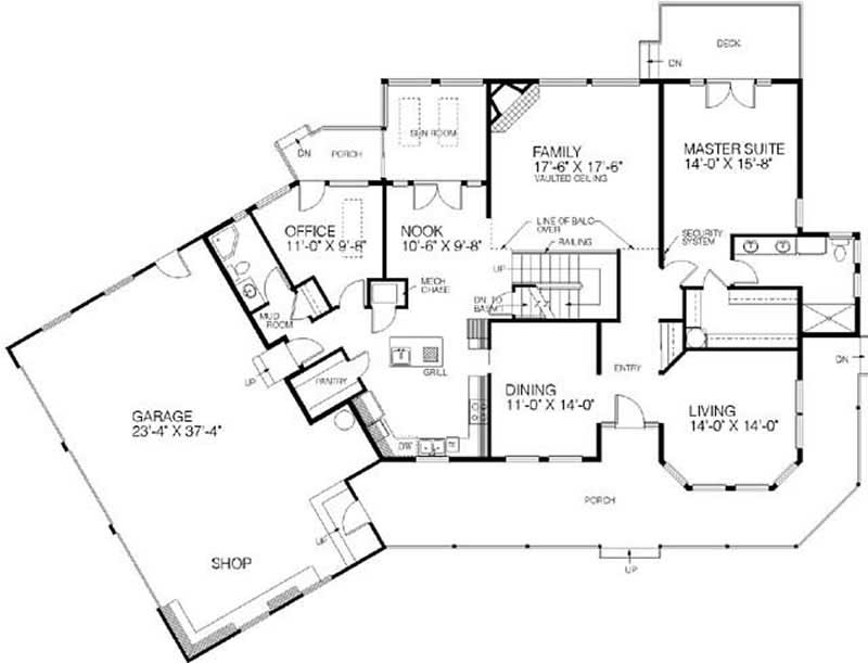 Floor Plan First Story of Country Plan #145-1801