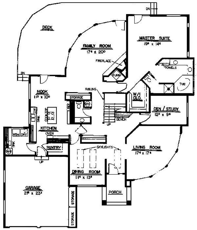 Floor Plan First Story of Log Cabin Plan #145-1802