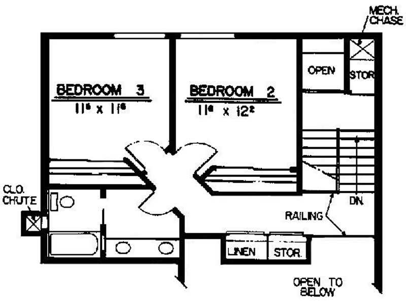 Floor Plan Second Story of Log Cabin Plan #145-1802