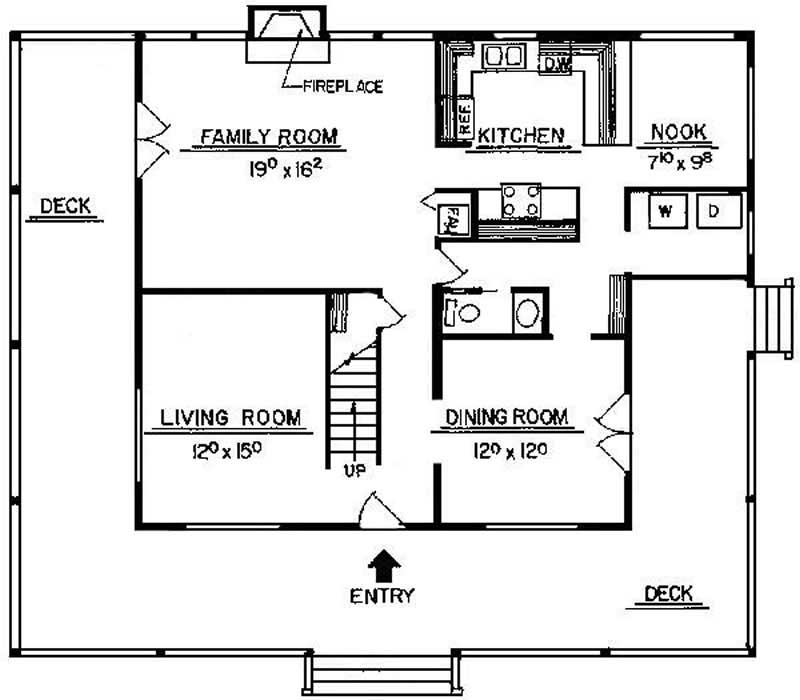 Floor Plan First Story of Farmhouse Plan #145-1804