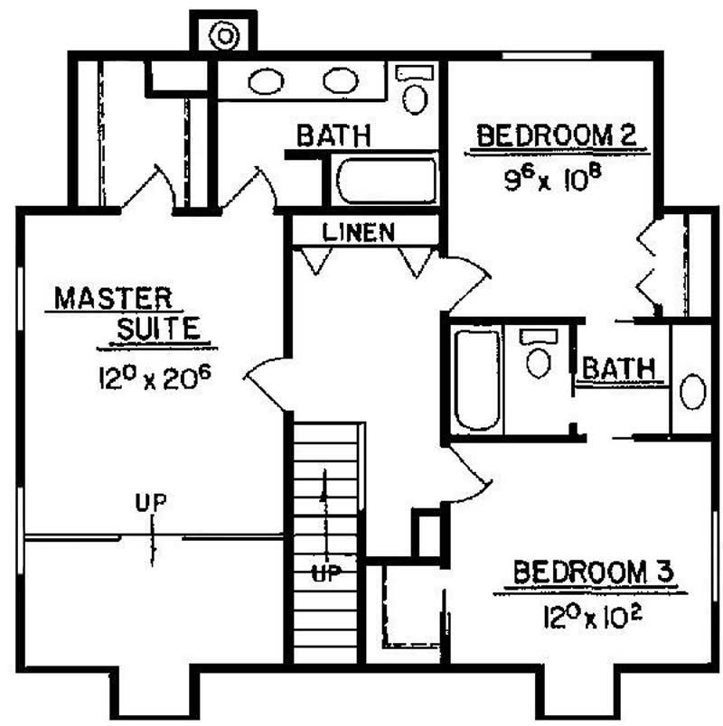 Floor Plan Second Story of Farmhouse Plan #145-1804