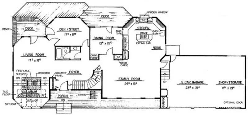 Floor Plan First Story of Ranch Plan #145-1805
