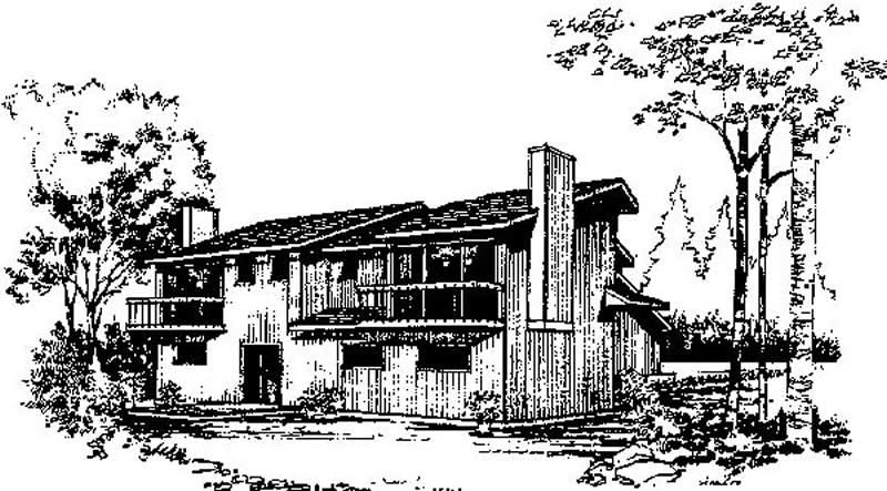 Front view of Duplex/Multi-Family home (ThePlanCollection: House Plan #145-1810)