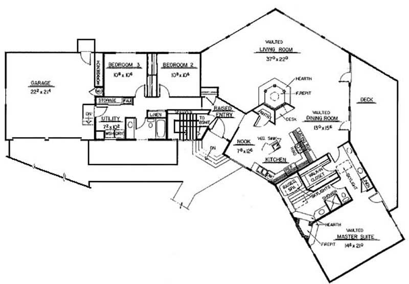 Floor Plan First Story of Contemporary Plan #145-1811