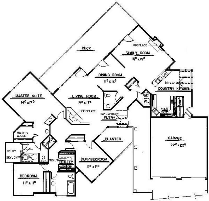 Floor Plan First Story of Contemporary Plan #145-1814