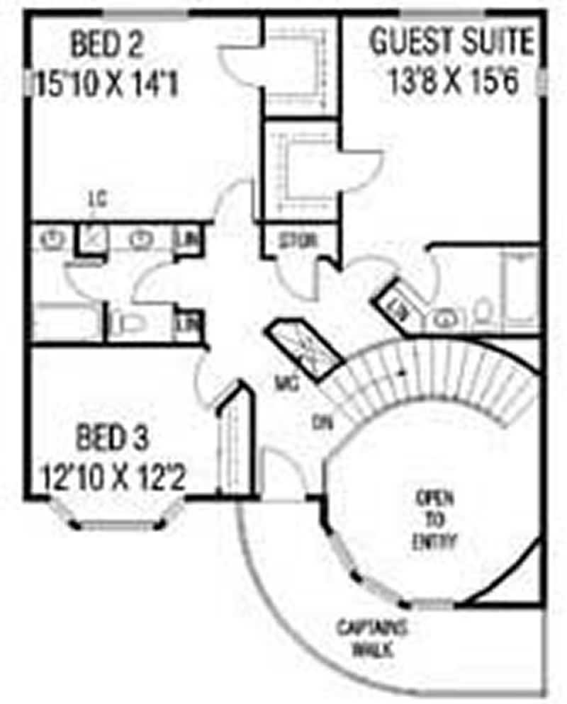 Floor Plan Second Story of Contemporary Plan #145-1819
