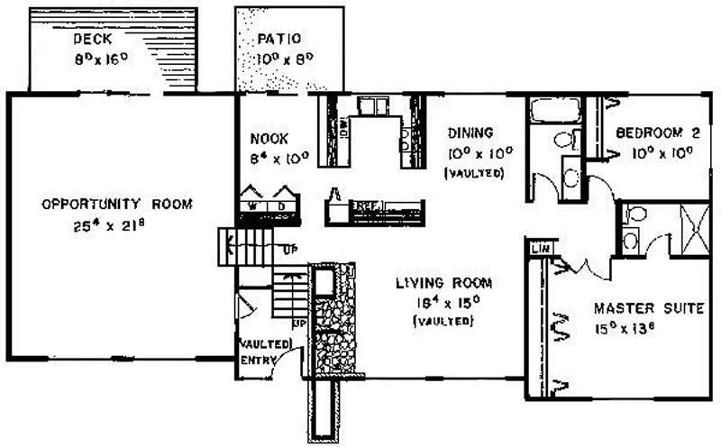 Floor Plan First Story of Cape Cod Plan #145-1820