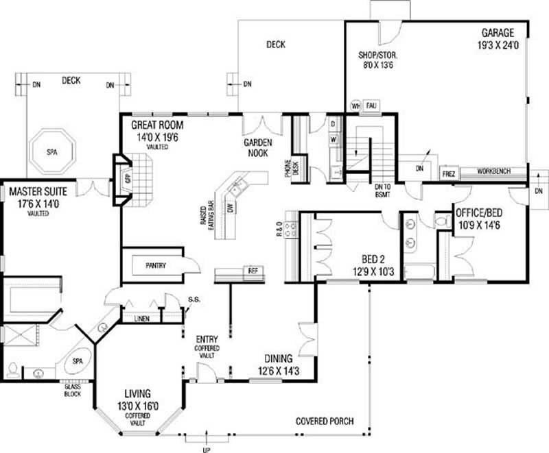 Floor Plan First Story of Country Plan #145-1821