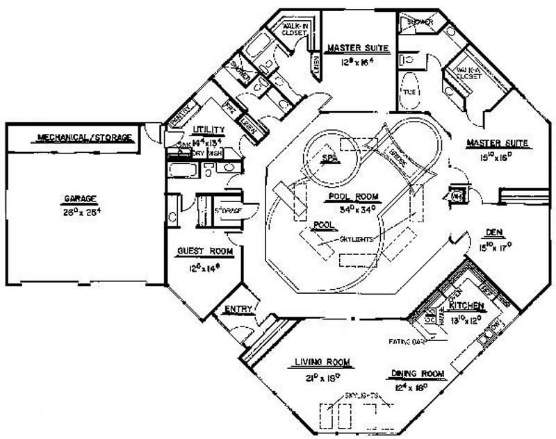 Floor Plan First Story of Contemporary Plan #145-1822