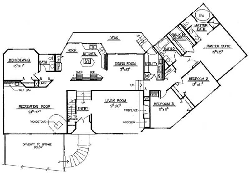 Floor Plan First Story of Contemporary Plan #145-1826