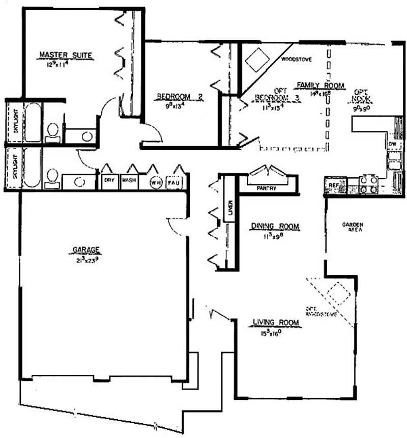 Floor Plan First Story of Contemporary Plan #145-1828
