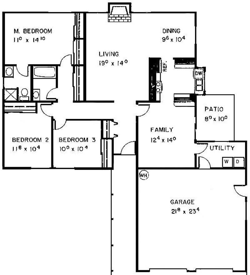 Floor Plan First Story of Small House Plans #145-1830