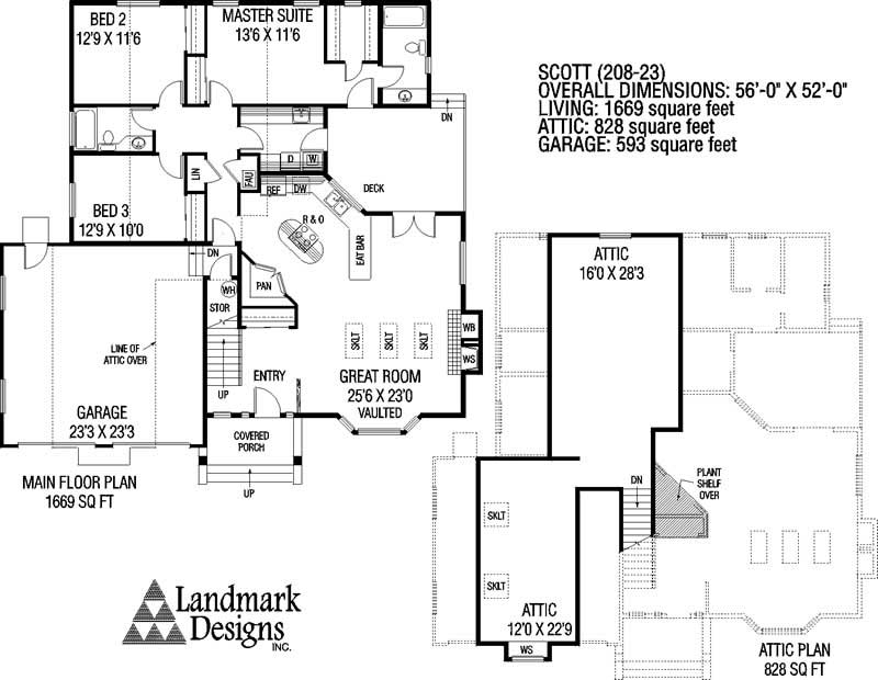 Floor Plan First Story of Contemporary Plan #145-1834