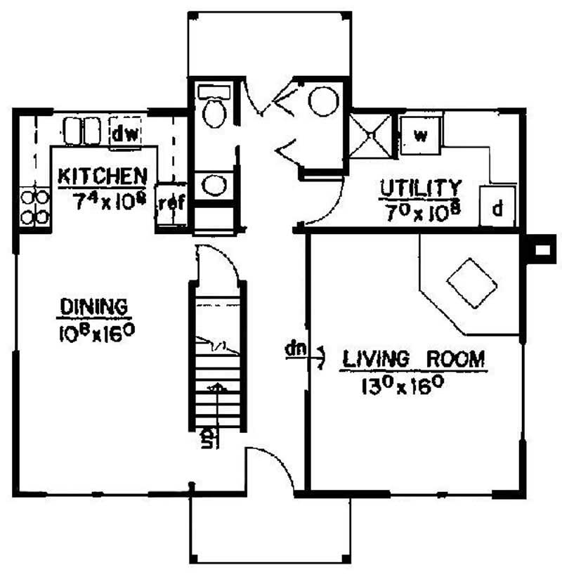 Floor Plan First Story of Contemporary Plan #145-1835