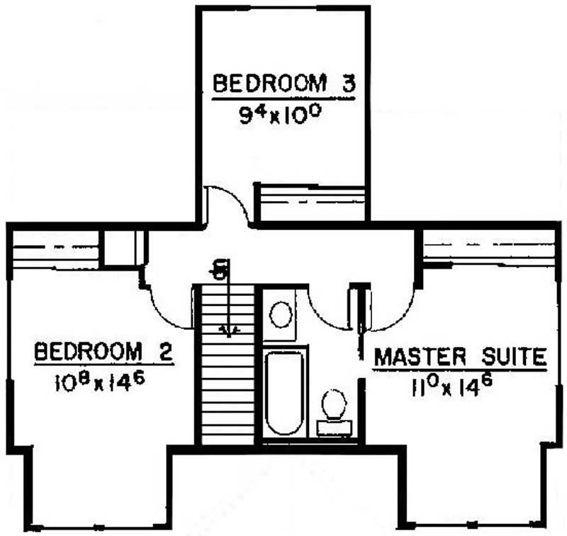 Floor Plan Second Story of Contemporary Plan #145-1835