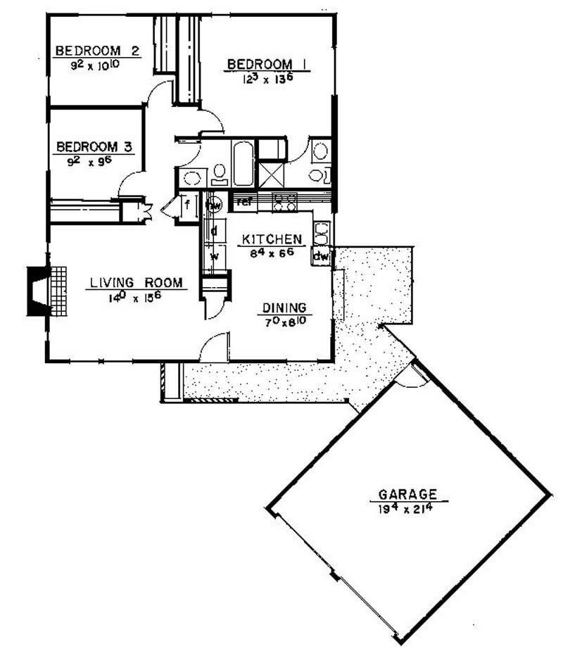 Floor Plan First Story of Country Plan #145-1836