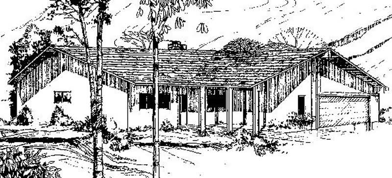Front view of Transitional home (ThePlanCollection: House Plan #145-1839)