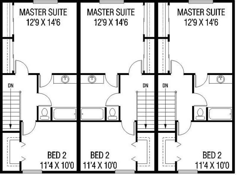 Floor Plan Second Story of Multi-Unit Plan #145-1841