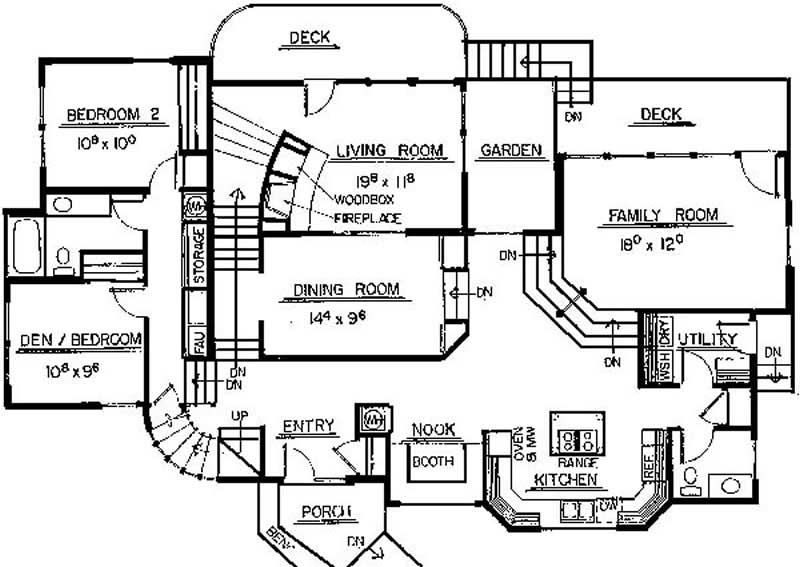 Floor Plan First Story of Contemporary Plan #145-1848